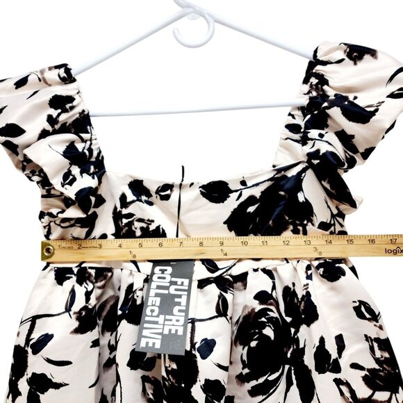 Future Collective Womens Floral Sleeveless Dress With Ruffle Straps S Polyester - Picture 6 of 11